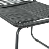 3 Piece Garden Dining Set PVC Rattan Black - Rear View