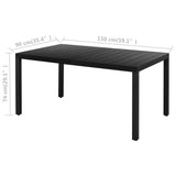 5 Piece Garden Dining Set PVC Rattan Black - Close-Up Angle