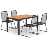 5 Piece Garden Dining Set PVC Rattan Black and Brown - Front View