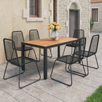7 Piece Garden Dining Set PVC Rattan Black and Brown