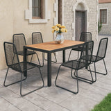 7 Piece Garden Dining Set PVC Rattan Black and Brown