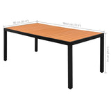 7 Piece Garden Dining Set PVC Rattan Black and Brown - Low Angle