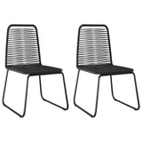 3 Piece Garden Dining Set PVC Rattan Black - Rear View
