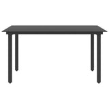5 Piece Garden Dining Set PVC Rattan Black - Top-Down View