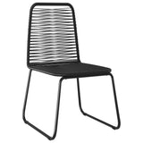 5 Piece Garden Dining Set PVC Rattan Black - Close-Up Angle