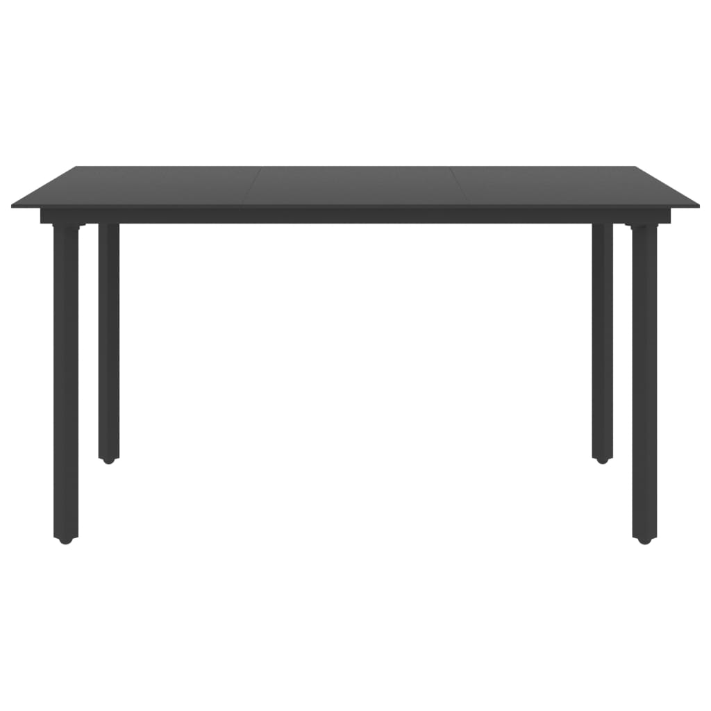 7 Piece Garden Dining Set PVC Rattan Black