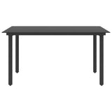 7 Piece Garden Dining Set PVC Rattan Black