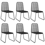 7 Piece Garden Dining Set PVC Rattan Black - Rear View