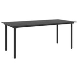 9 Piece Garden Dining Set PVC Rattan Black - Side View