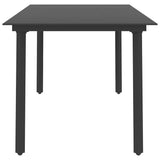 9 Piece Garden Dining Set PVC Rattan Black - 45-Degree Angle