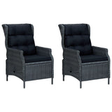 3 Piece Garden Lounge Set with Cushions Poly Rattan Dark Grey - Close-Up Angle