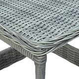 3 Piece Garden Lounge Set with Cushions Poly Rattan Light Grey - Rear View