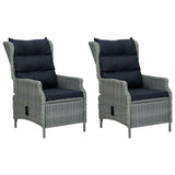 3 Piece Garden Lounge Set with Cushions Poly Rattan Light Grey - Close-Up Angle