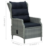 3 Piece Garden Lounge Set with Cushions Poly Rattan Light Grey - Extra Image