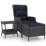 2 Piece Garden Lounge Set with Cushions Poly Rattan Dark Grey - Front View