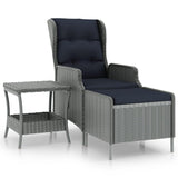 2 Piece Garden Lounge Set with Cushions Poly Rattan Light Grey - Front View