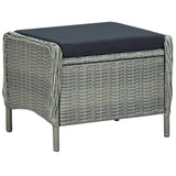2 Piece Garden Lounge Set with Cushions Poly Rattan Light Grey - Rear View