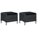 3 Piece Garden Lounge Set with Cushions Poly Rattan Dark Grey - Side View
