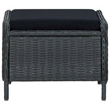 3 Piece Garden Lounge Set with Cushions Poly Rattan Dark Grey - Rear View