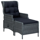 3 Piece Garden Lounge Set with Cushions Poly Rattan Dark Grey - Low Angle