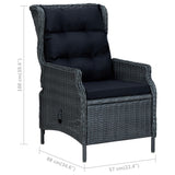 3 Piece Garden Lounge Set with Cushions Poly Rattan Dark Grey - Extra Image