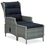 3 Piece Garden Lounge Set with Cushions Poly Rattan Light Grey - Side View
