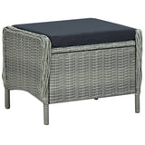 3 Piece Garden Lounge Set with Cushions Poly Rattan Light Grey - Low Angle