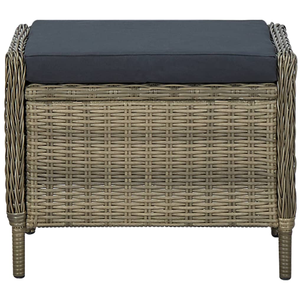 3 Piece Garden Lounge Set with Cushions Poly Rattan Brown