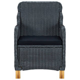 3 Piece Garden Lounge Set with Cushions Poly Rattan Dark Grey - 45-Degree Angle