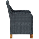 3 Piece Garden Lounge Set with Cushions Poly Rattan Dark Grey - Rear View
