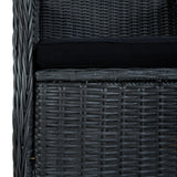 3 Piece Garden Lounge Set with Cushions Poly Rattan Dark Grey - Low Angle