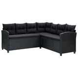 6 Piece Garden Lounge Set with Cushions Poly Rattan Black - Top-Down View