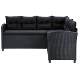 6 Piece Garden Lounge Set with Cushions Poly Rattan Black - 45-Degree Angle