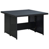 6 Piece Garden Lounge Set with Cushions Poly Rattan Black - Rear View