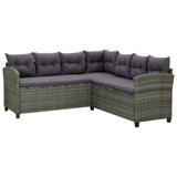 6 Piece Garden Lounge Set with Cushions Poly Rattan Grey - Side View