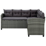 6 Piece Garden Lounge Set with Cushions Poly Rattan Grey - Top-Down View