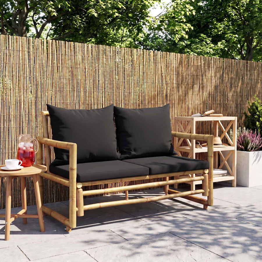 Garden Bench with Cushions 115 cm Bamboo