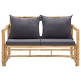 Garden Bench with Cushions 115 cm Bamboo - Front View
