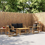 4 Piece Garden Lounge Set with Cushions Bamboo