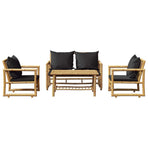 4 Piece Garden Lounge Set with Cushions Bamboo