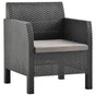 Garden Chair with Cushion Anthracite 63x65x76 cm PP Rattan