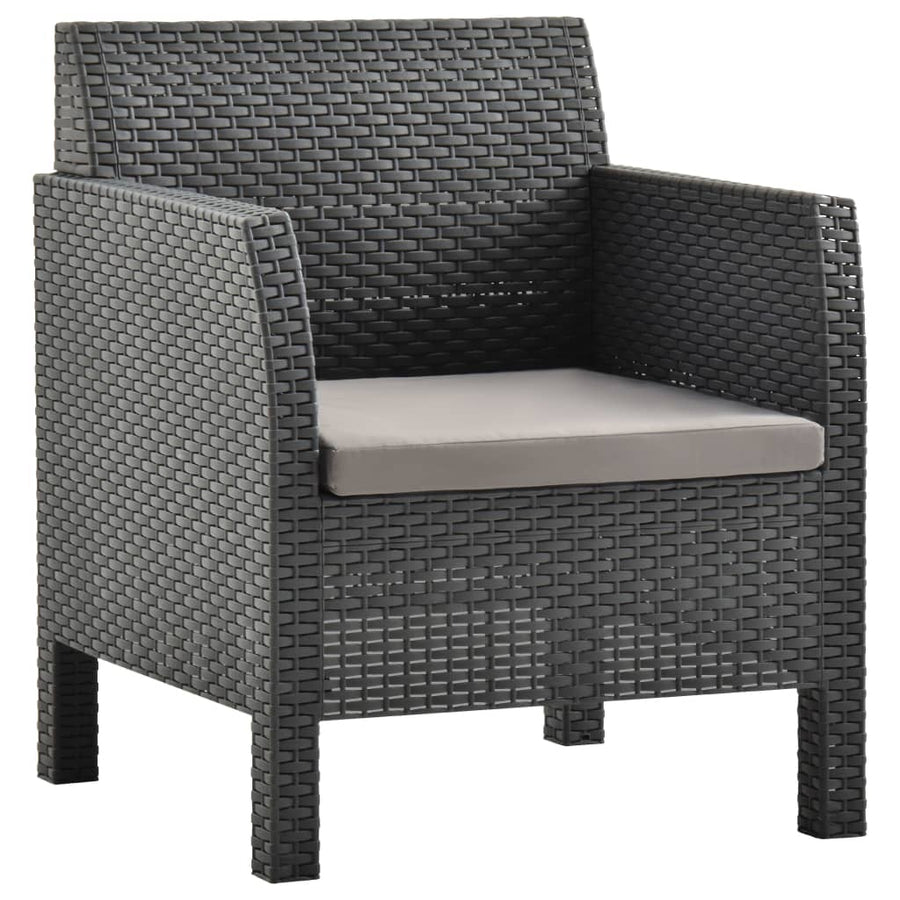 Garden Chair with Cushion Anthracite 63x65x76 cm PP Rattan