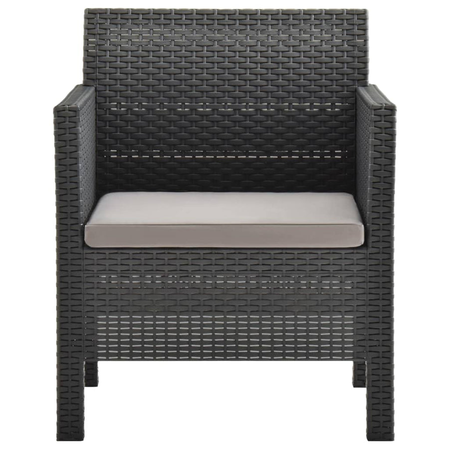 Garden Chair with Cushion Anthracite 63x65x76 cm PP Rattan