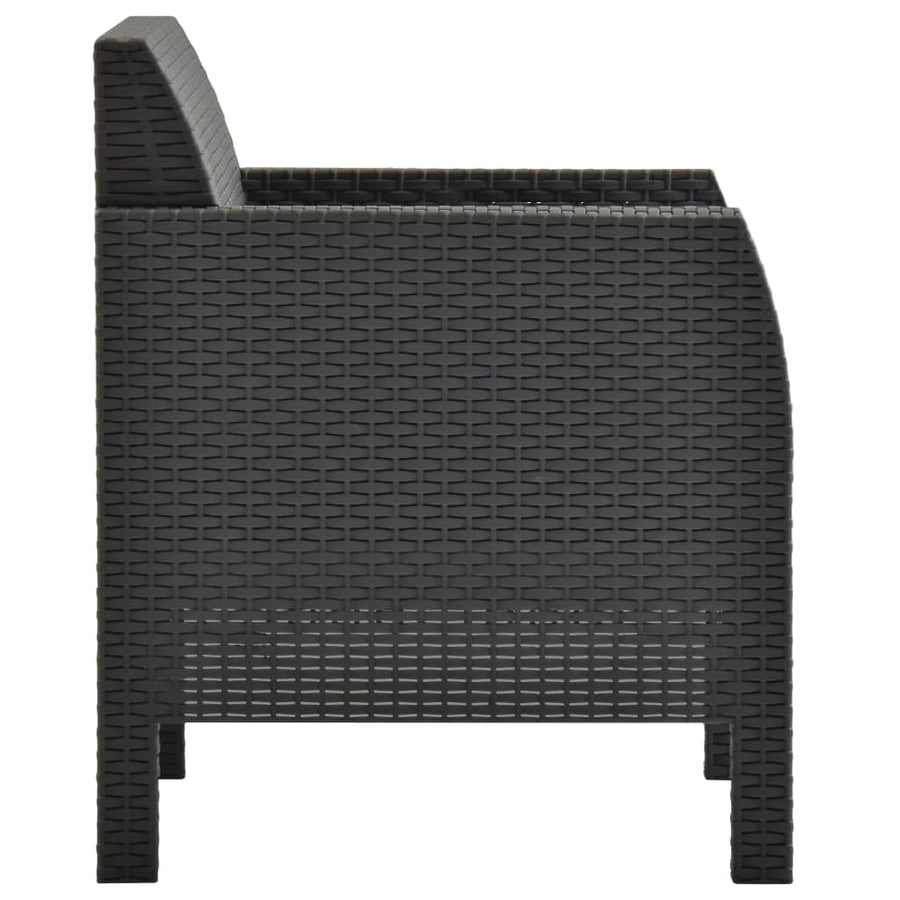 Garden Chair with Cushion Anthracite 63x65x76 cm PP Rattan