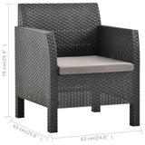 Garden Chair with Cushion Anthracite 63x65x76 cm PP Rattan - Rear View