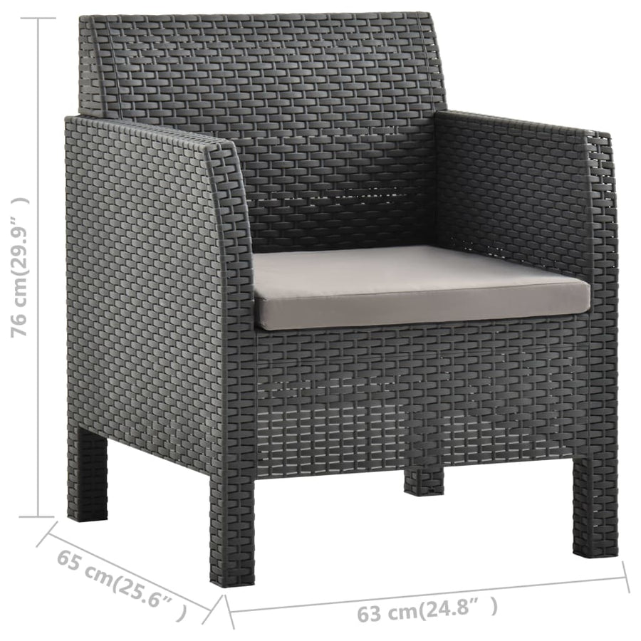 Garden Chair with Cushion Anthracite 63x65x76 cm PP Rattan
