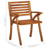 Garden Dining Chairs with Cushions 3 pcs Solid Acacia Wood - Rear View