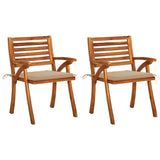 Garden Dining Chairs with Cushions 2 pcs Solid Acacia Wood