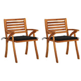 Garden Dining Chairs with Cushions 2 pcs Solid Acacia Wood
