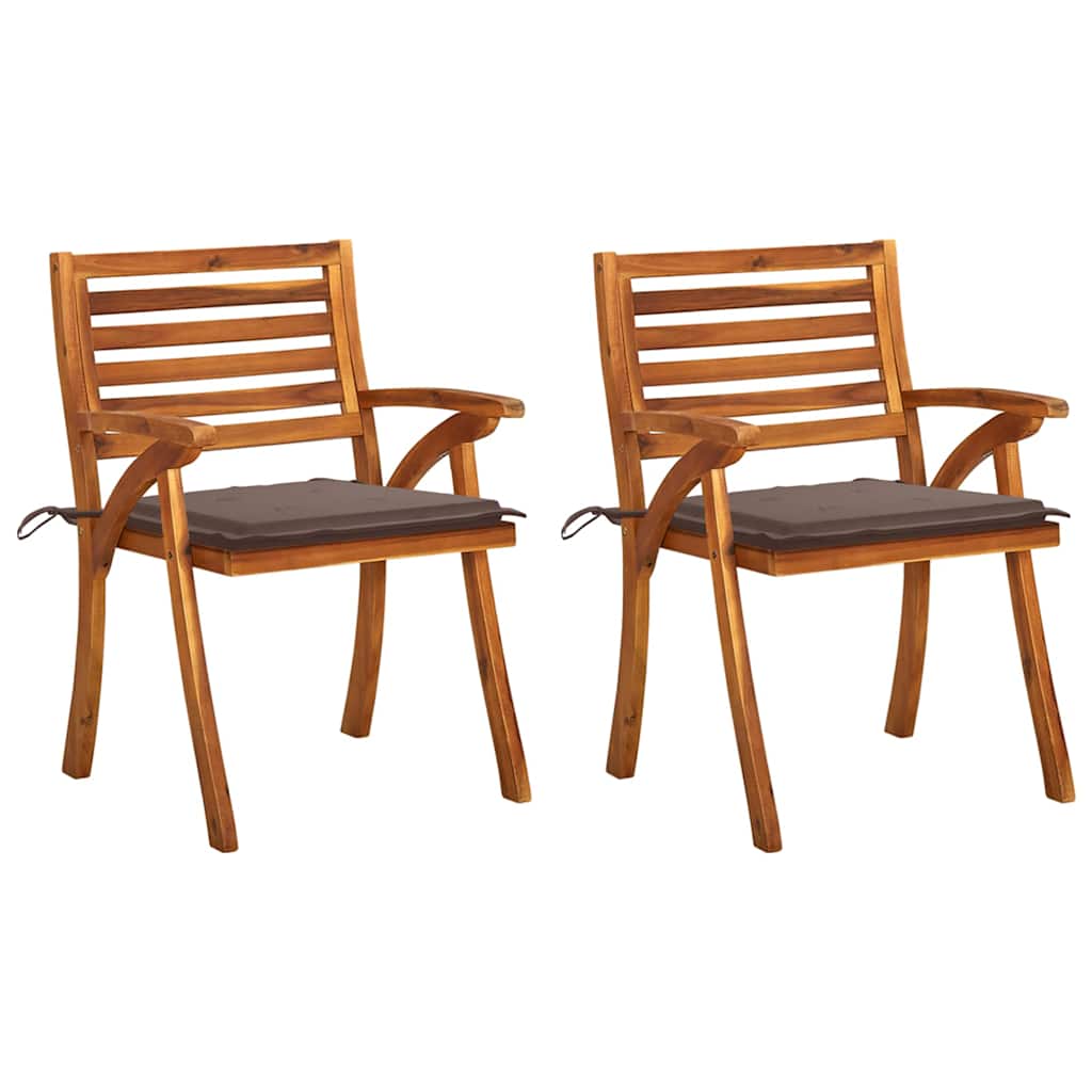 Garden Dining Chairs with Cushions 2 pcs Solid Acacia Wood